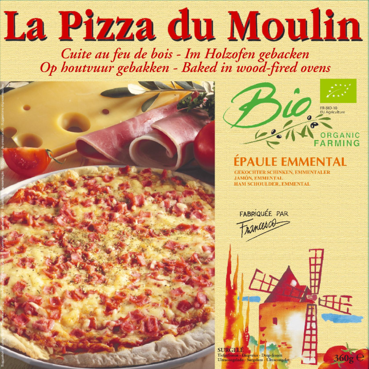 La Pizza du Moulin pizza ham & kaas bio 360g